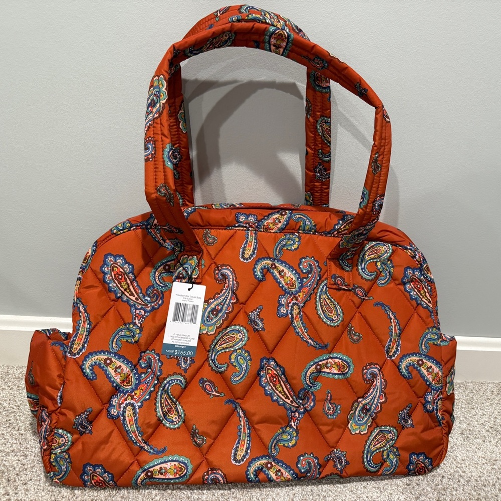 Brand New NWT Vera Bradley Weekender Travel Bag Manor Paisley in Ultralight